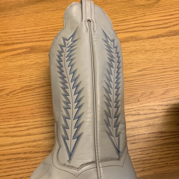 Unused Light Grey with Blue Panhandle Slim cowboy boots 👢 size 8 1/2 B width - Picture 12 of 12